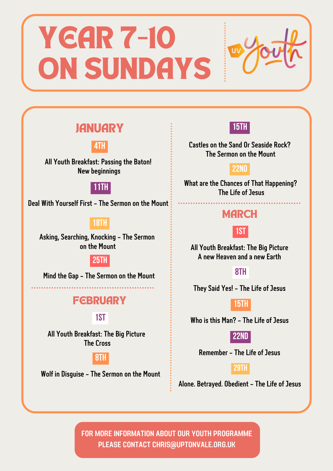 Sundays yr 7-10 programme A5 f